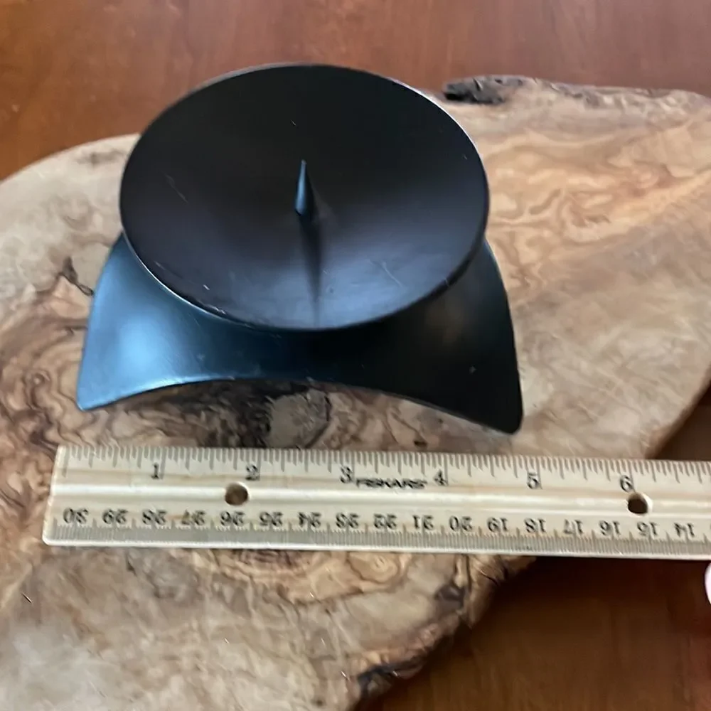 Mid Century Black Iron Tripod Pillar Candle Holder